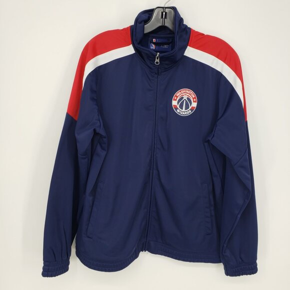 4HER NBA Washington Wizards Zip Up Track Suit Jacket XL Womens Glitter Blue Red - Picture 2 of 10